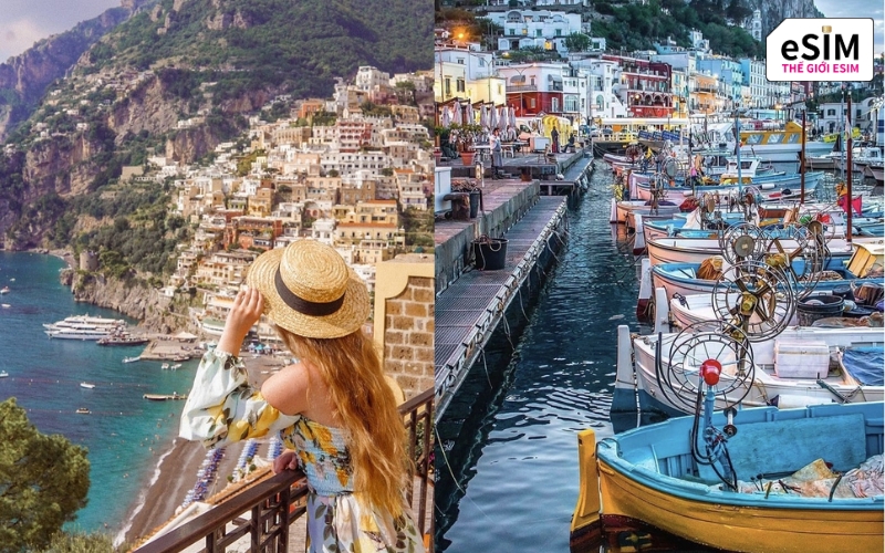 Bờ Biển Amalfi quyến rũ với cung đường hoa giấy ôm trọn view biển Địa Trung Hải